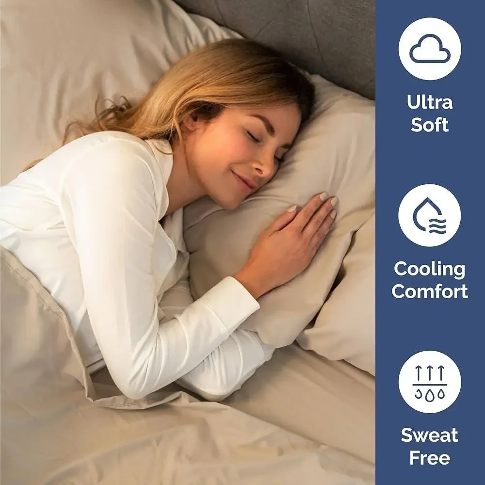 New Twin 3 Piece Cream Sheet Set Deep Pockets Comfy Breathable Cooling Bedding
